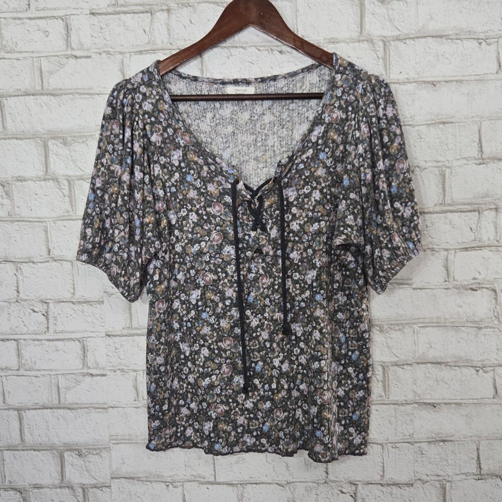 Maurices floral lace up tee
